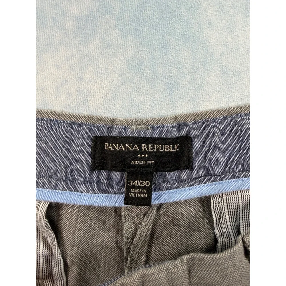 Banana Republic Aiden Fit Chinos Mens 34x30 Grey Excellent Herringbone Cotton